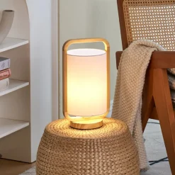 Woody Charm bordlampe af stof og træ^Pauleen