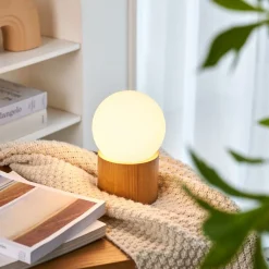 Pauleen Bordlamper>Woody Shine bordlampe, træfod, glaskugle