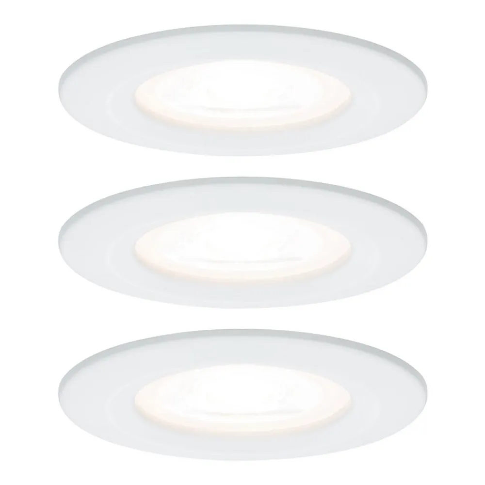 Paulmann Loftlamper|Indbygningsspots>3 spot Nova rund, IP44, dæmpbar, hvid