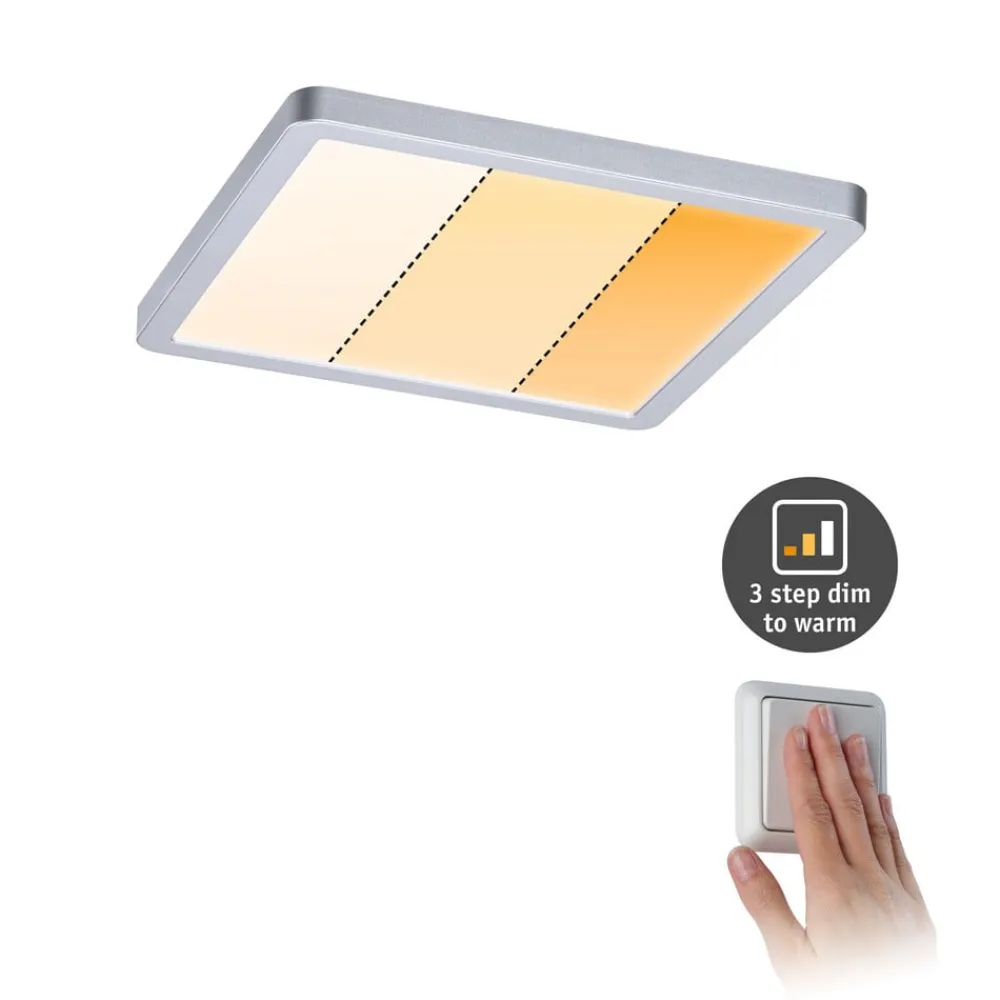 Paulmann Loftlamper|Indbygningsspots>Areo Panel dimtowarm, kantet, krom 17,5cm