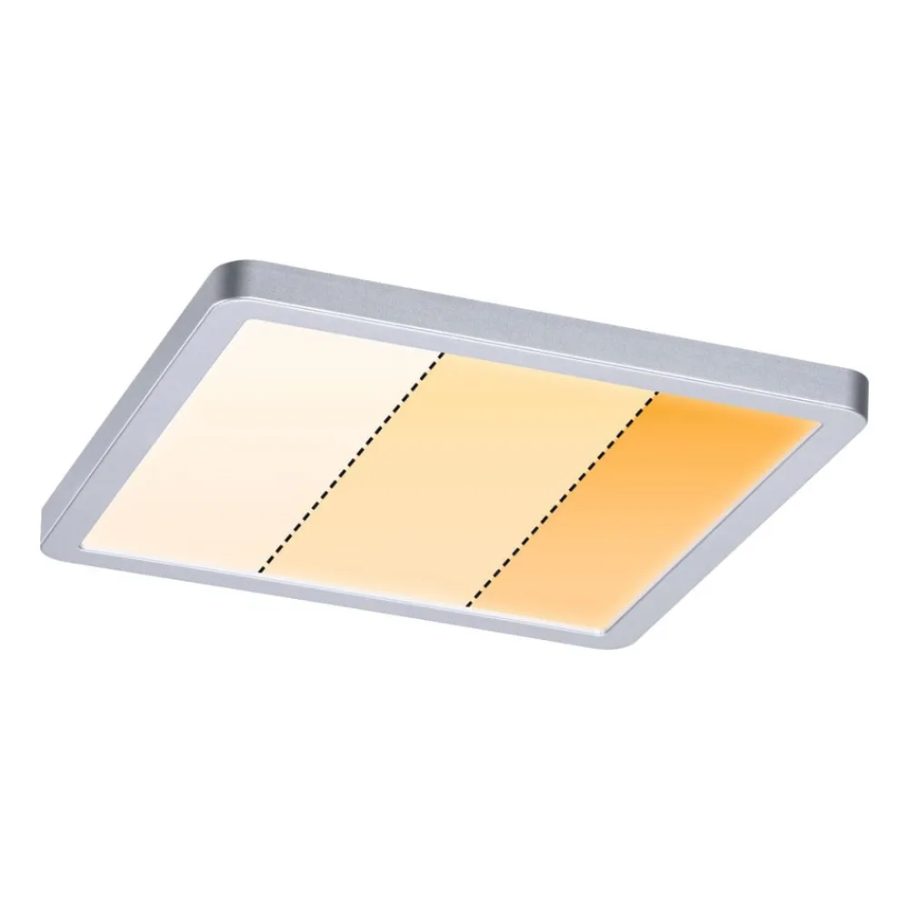 Paulmann Loftlamper|Indbygningsspots>Areo Panel dimtowarm, kantet, krom 17,5cm