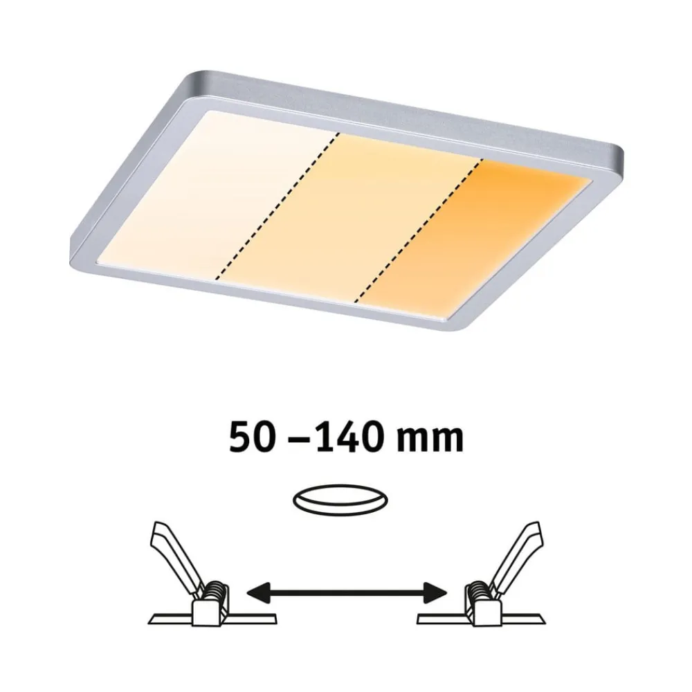 Paulmann Loftlamper|Indbygningsspots>Areo Panel dimtowarm, kantet, krom 17,5cm