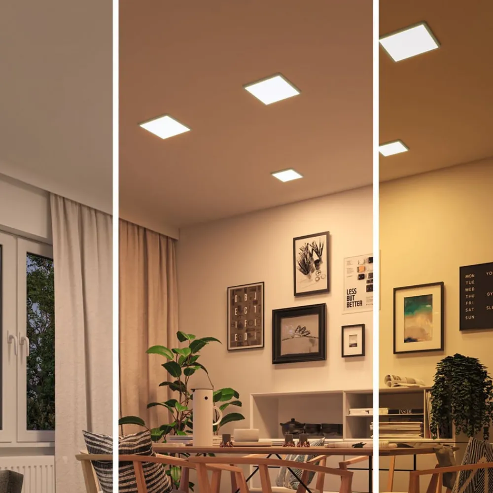 Paulmann Loftlamper|Indbygningsspots>Areo Panel dimtowarm, kantet, krom 17,5cm