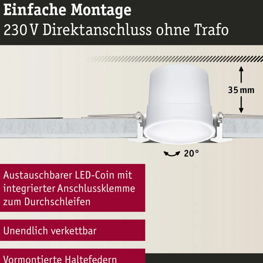 Paulmann Loftlamper|Indbygningsspots>Coin Base LED indbygningsspot sort 3 RGBW ZigBee