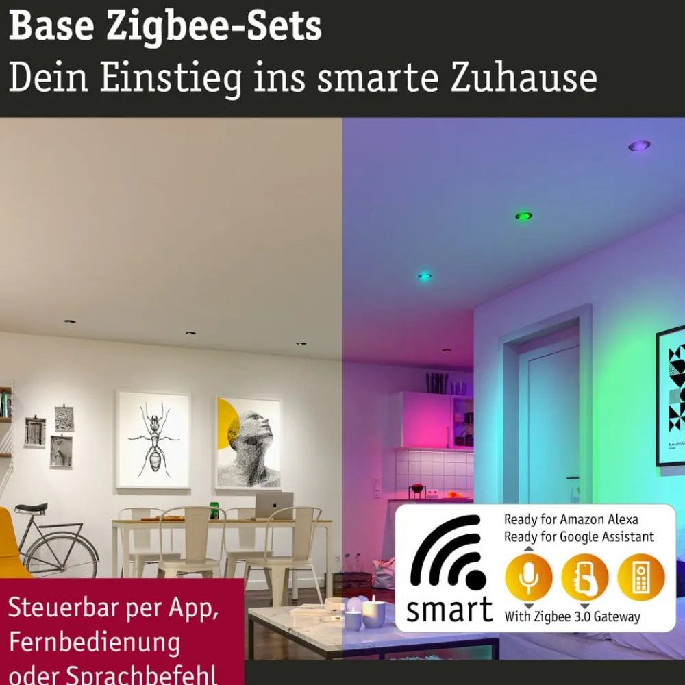 Paulmann Loftlamper|Indbygningsspots>Coin Base LED indbygningsspot sort 3 RGBW ZigBee