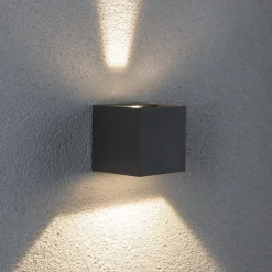 Paulmann Væglamper>Cybo udendørs LED-væglampe, 2.700 K, 8 x 8 cm, grå