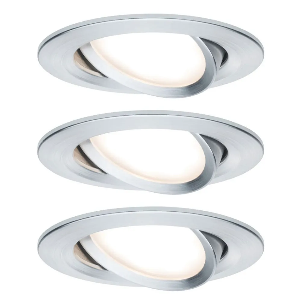 Paulmann Indbygningsspots|Spotlights>3-delt Slim Coin, vippelig, dæmpbar, alu