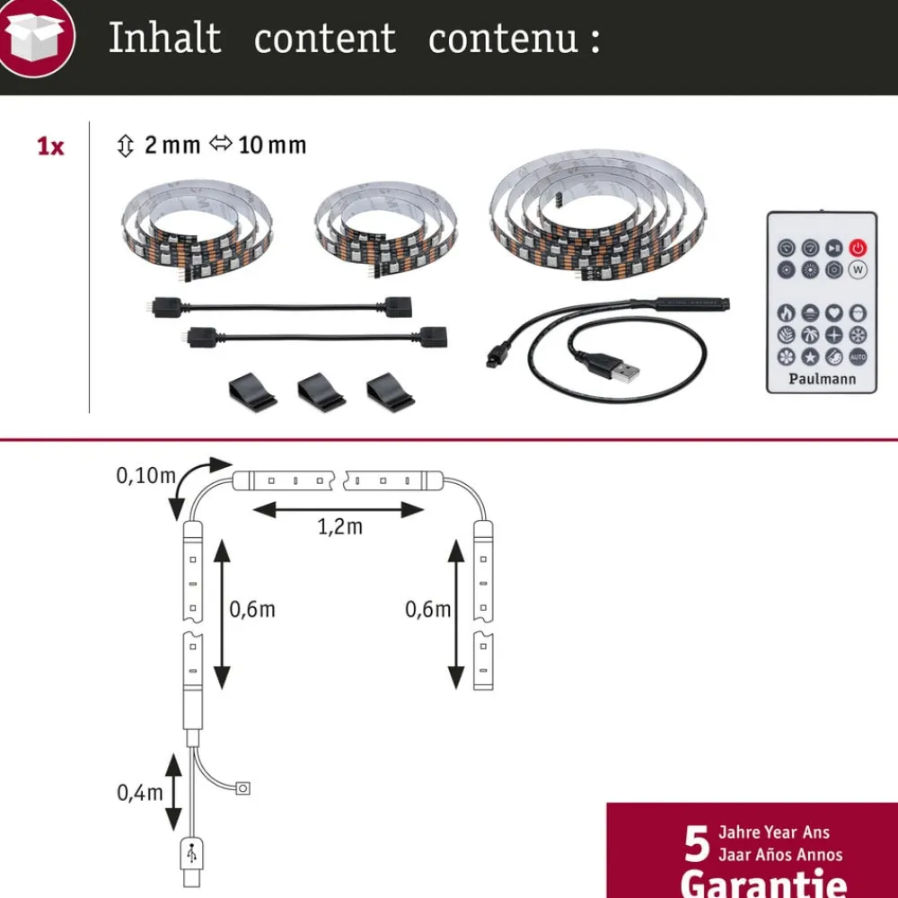 Paulmann Dekorationsbelysning|Led Strips>EntertainLED LED-Strip RGB TV-apparat 65 tommer