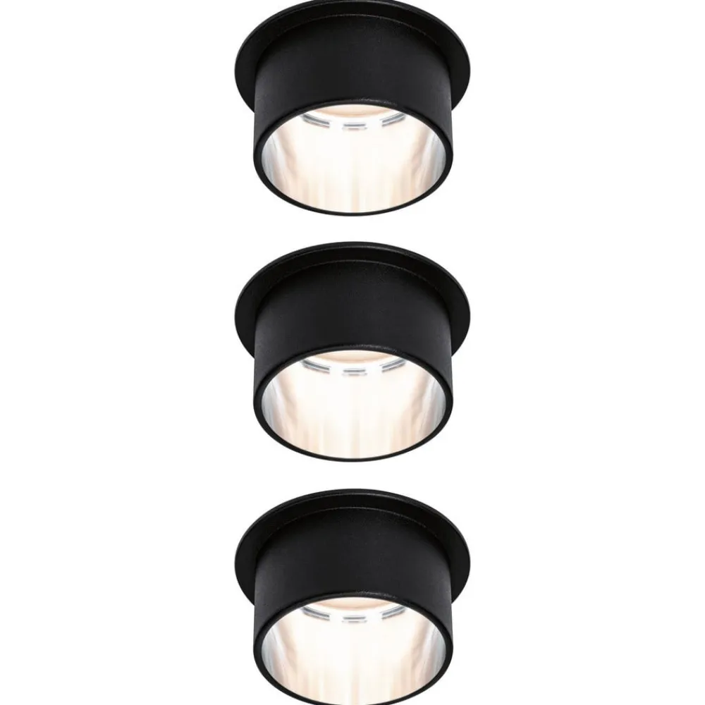 Paulmann Indbygningsspots|Spotlights>Gil LED-indbygning, mat sort/jer, 3 stk