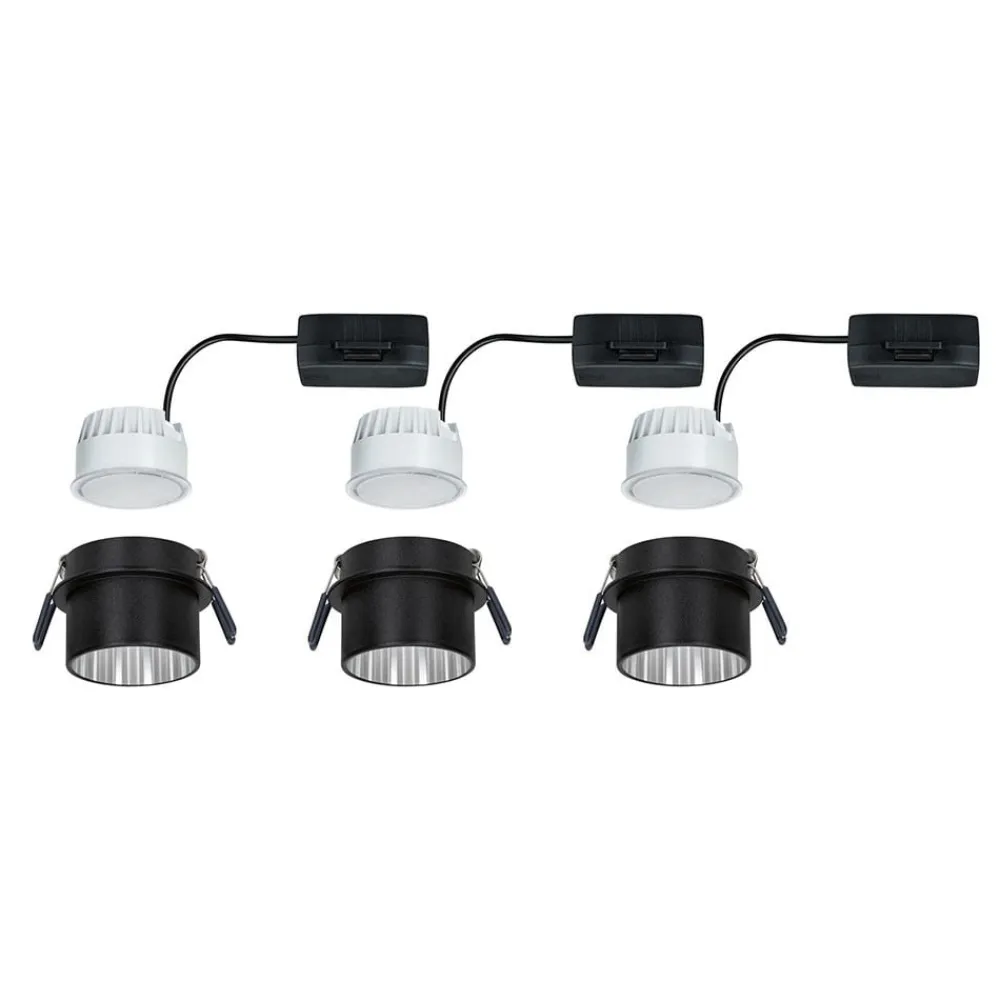 Paulmann Indbygningsspots|Spotlights>Gil LED-indbygning, mat sort/jer, 3 stk