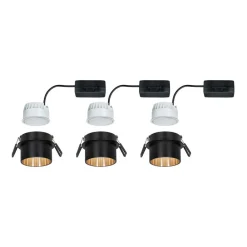 Gil LED-indbygning, mat sort/guld, 3 stk^Paulmann Discount