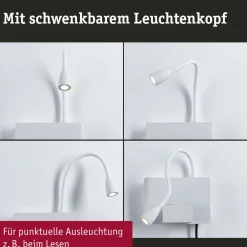 Halina USB LED-væglampe, fleksibel arm hvid^Paulmann New