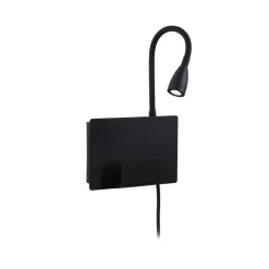Halina USB LED-væglampe, fleksibel arm sort^Paulmann Clearance