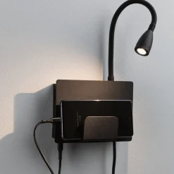 Halina USB LED-væglampe, fleksibel arm sort^Paulmann Clearance