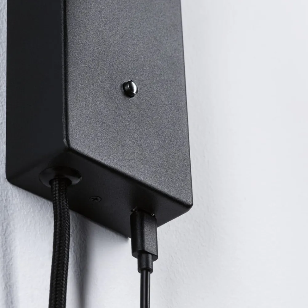 Paulmann Hulda USB LED-vægspot, dæmpbar, sort, afbryder
