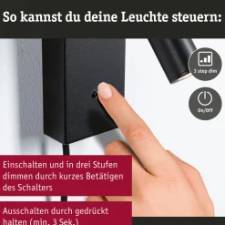 Paulmann Hulda USB LED-vægspot, dæmpbar, sort, afbryder