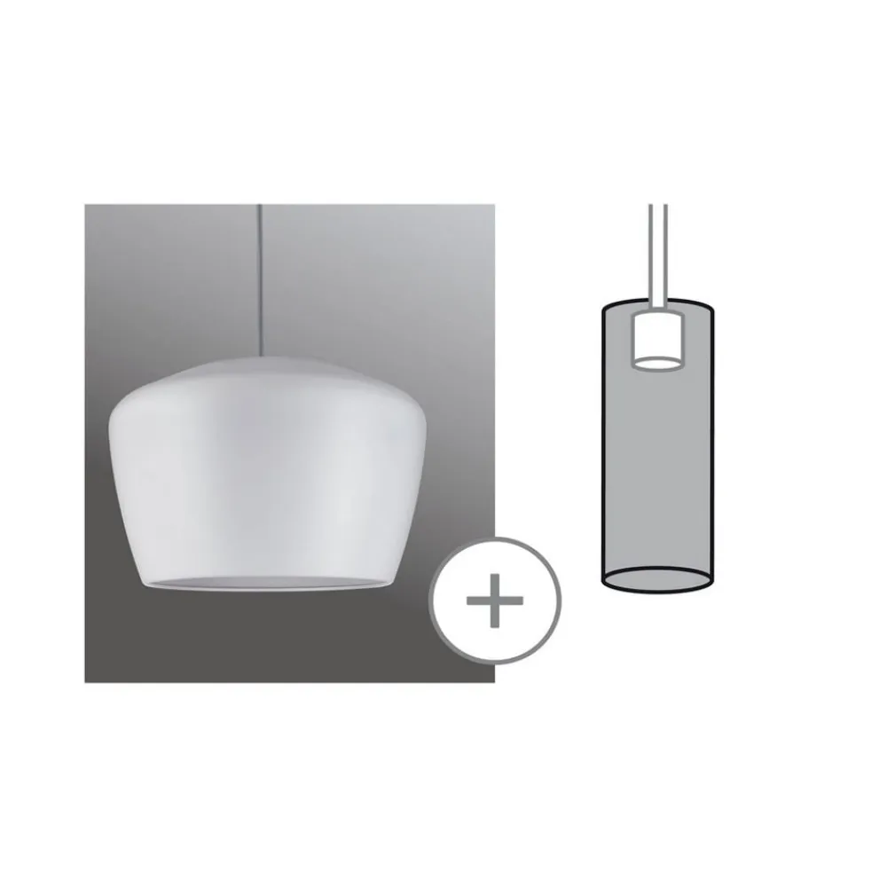 Paulmann lampeskærm Pom, hvid, Ø 35 cm, metal