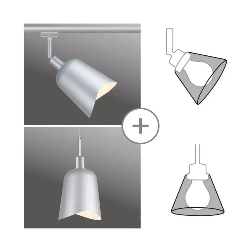 Paulmann Skinnesystem>lampeskærm U-Rail Alvaro hvid/krom DecoSystems