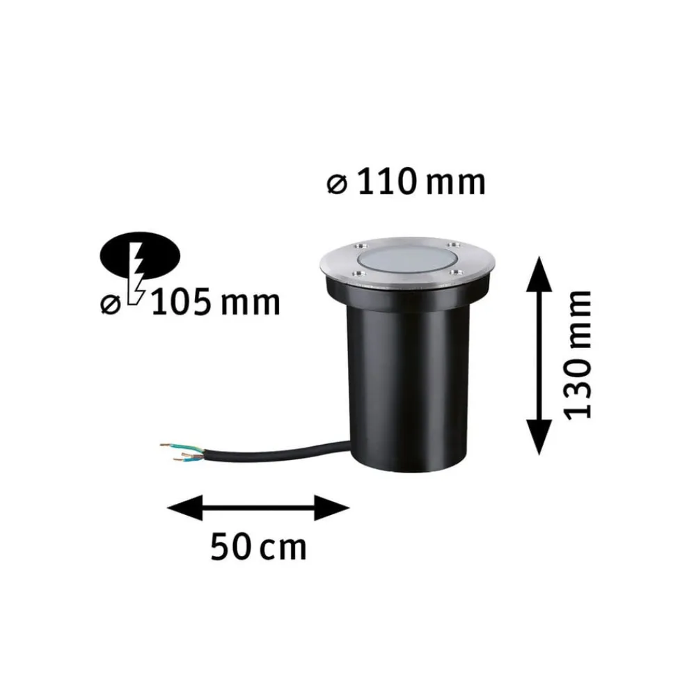 Paulmann Nedgravet Udebelysning>LED nedgravningslampe 94732, Ø 11 cm, stål