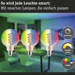 Paulmann Filament Pære|Smarte Lyskilder>LED-Globe G95 ZigBee E27 6,3W RGBW 3er