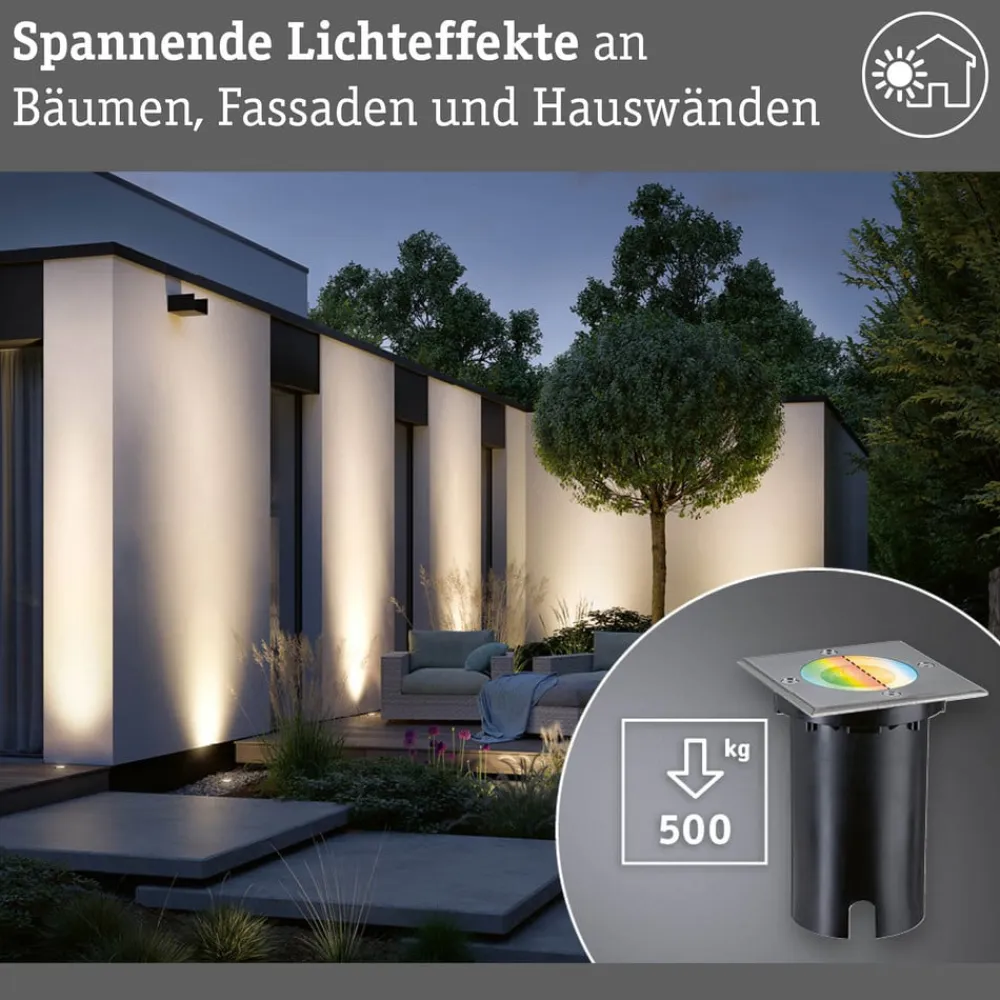 Paulmann Nedgravet Udebelysning|Udendørs Spot>LED-gulvlampe til indbygning Gulv, kantet, RGBW, zigbee