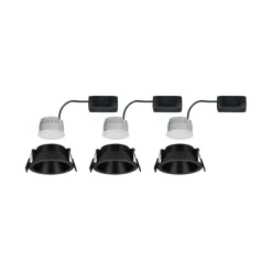 Paulmann LED-indbygningslampe Cole Coin sort Ø9cm IP44 dæmpbar 3 stk.