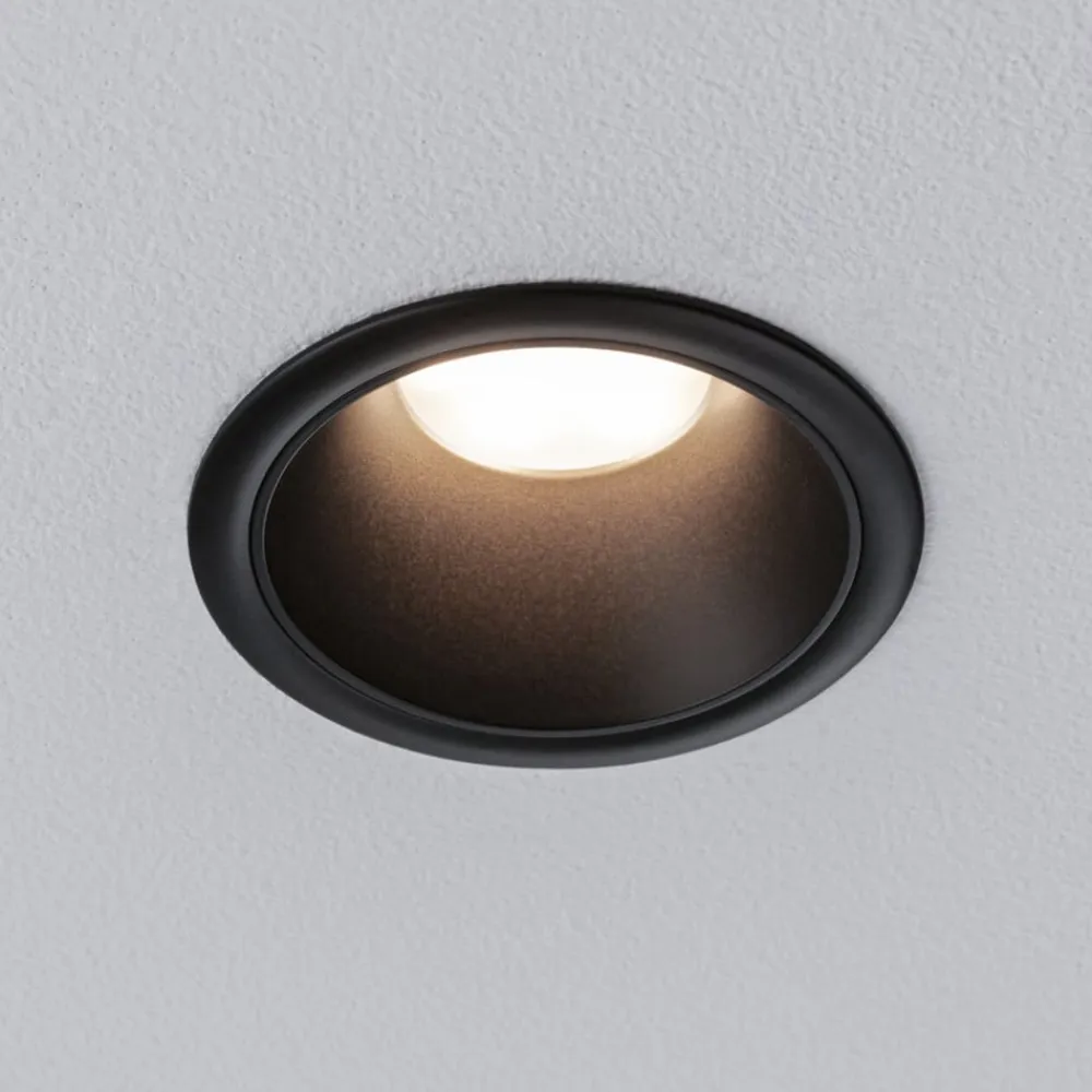 Paulmann LED-indbygningslampe Cole Coin sort Ø9cm IP44 dæmpbar 3 stk.