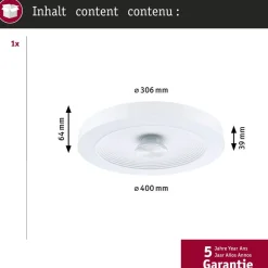 LED-loftlampe Volea, hvid/sølv Ø 40 cm IP44 dæmpbar^Paulmann Discount