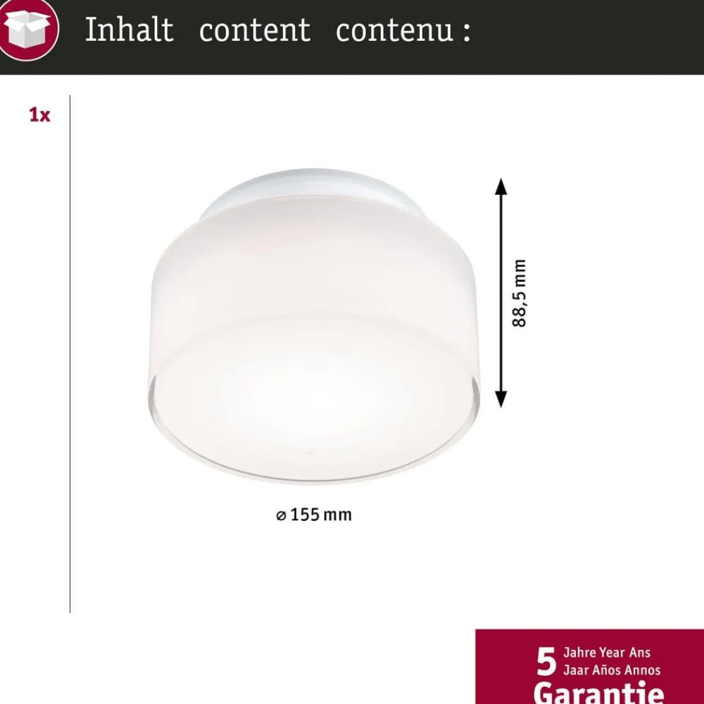 Paulmann Loftlamper>LED-loftslampe Maro, hvid, Ø 16 cm, IP44