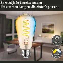 LED-rustik pære ZigBee E27 7,5W CCT guld^Paulmann Discount
