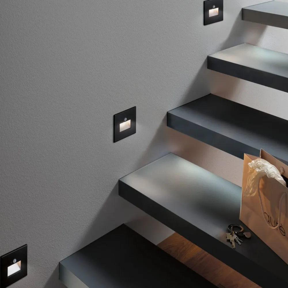 Paulmann Væglamper|Spotlights>LED-sensor-vægindbygningslampe Edge Quadro sort 8 cm