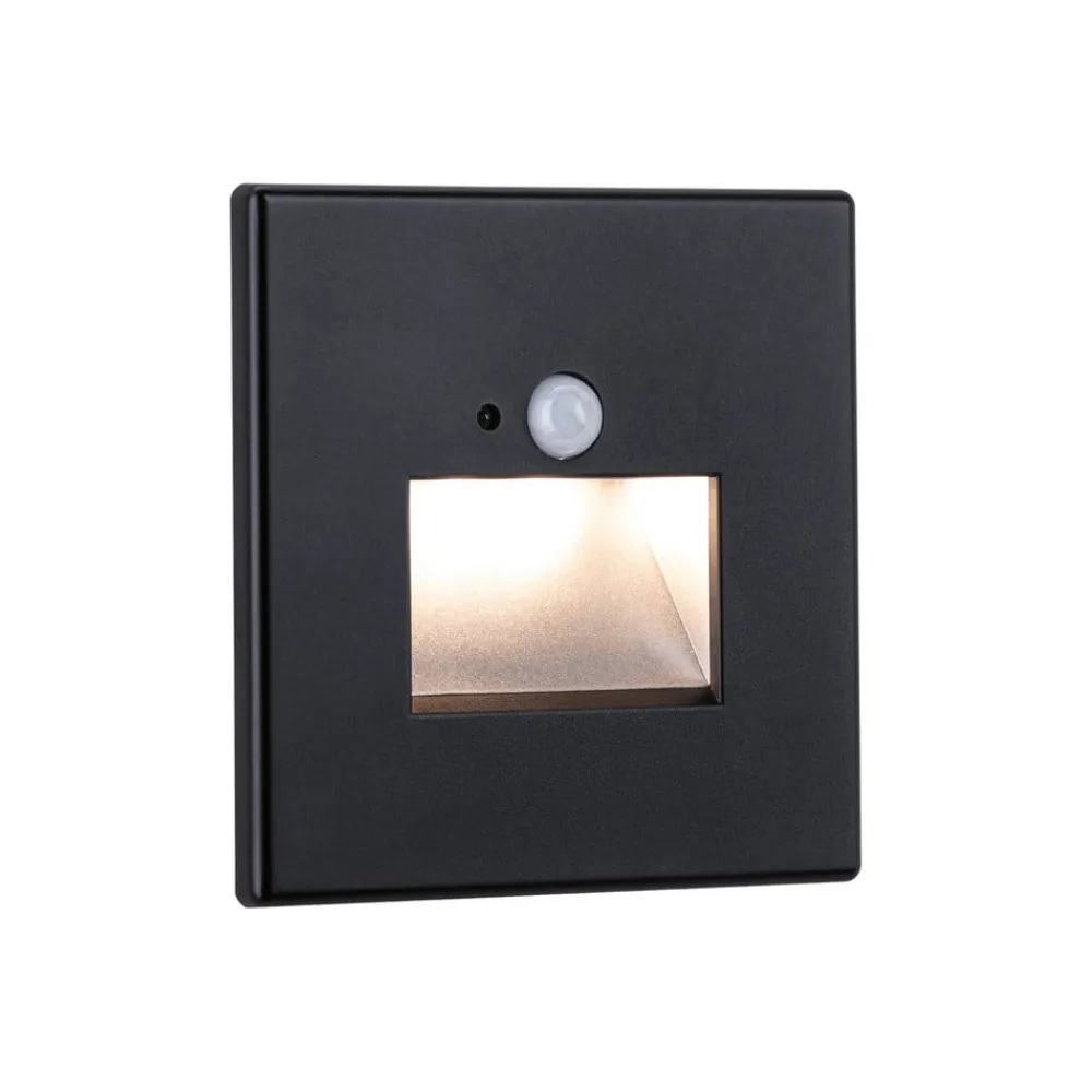 Paulmann Væglamper|Spotlights>LED-sensor-vægindbygningslampe Edge Quadro sort 8 cm