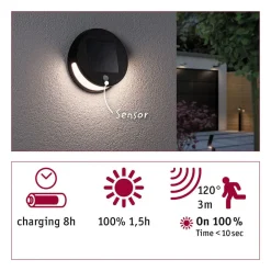 LED-solcellevæglampe Helena med sensor^Paulmann New