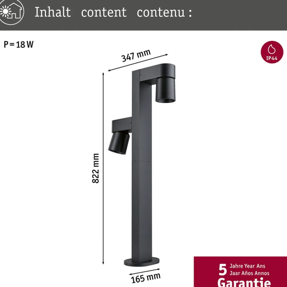 Paulmann LED-stibelysning Kimu 2, antracit, 2-lys, 2.200 K
