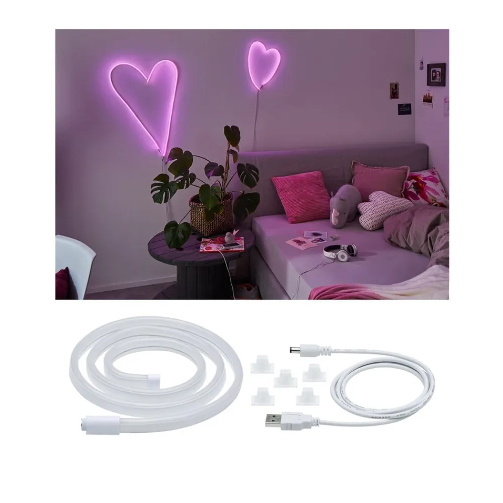 Paulmann Dekorationsbelysning|Led Strips>LED-strip Neon Colorflex USB 1 m pink