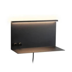 LED-væglampe Jarina sort 35 cm hylde USB-port^Paulmann