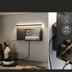 LED-væglampe Jarina sort 35 cm hylde USB-port^Paulmann