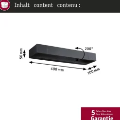 Paulmann LED-væglampe Lucille, sort, 40 cm IP44 dæmpbar