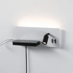 LED-væglampe Serra, venstre, USB-C, hvid/sort^Paulmann Clearance