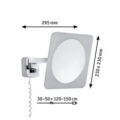 Paulmann LED-vægspejl Bela, krom, IP44, stik
