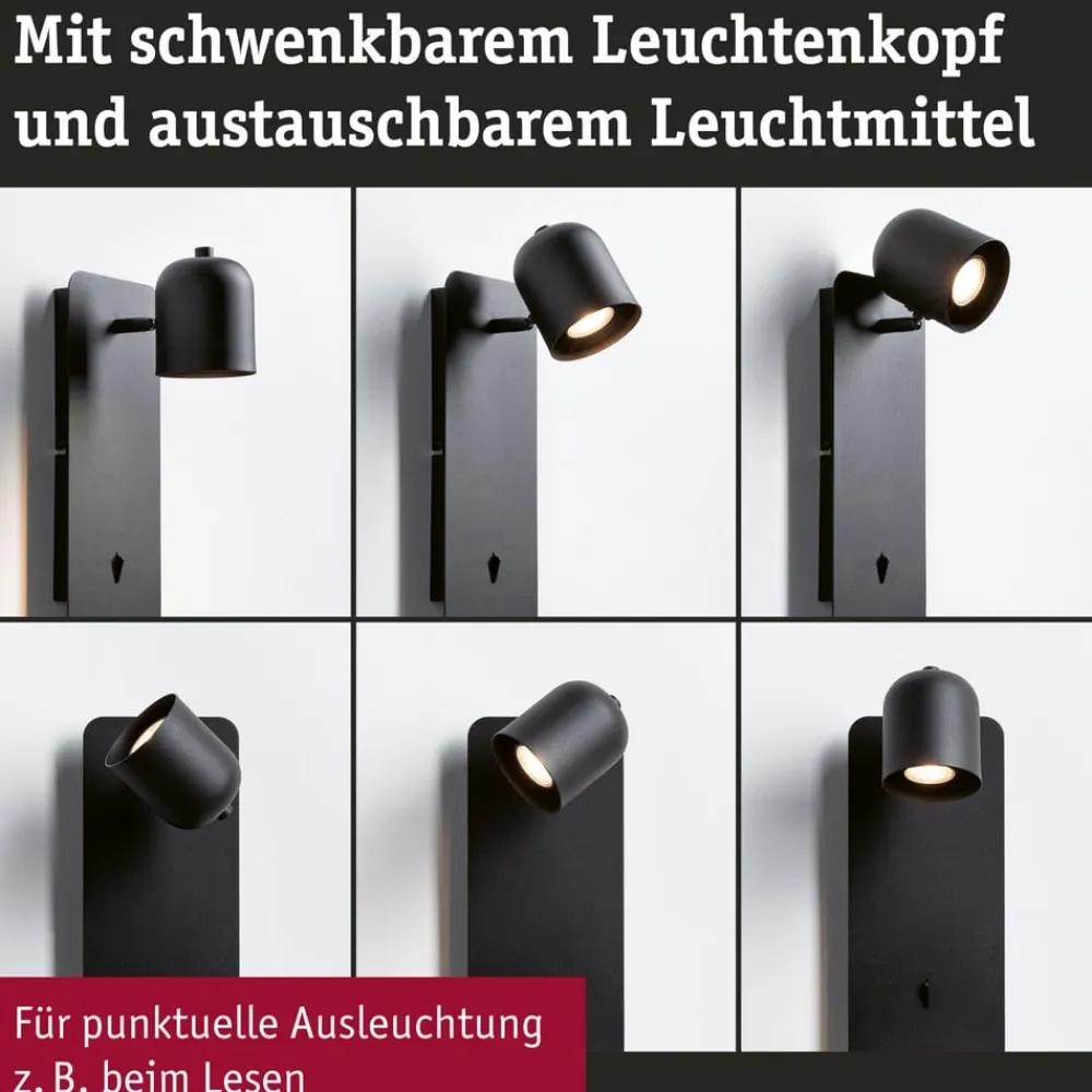 Paulmann Malena USB vægspot med hylde, sort