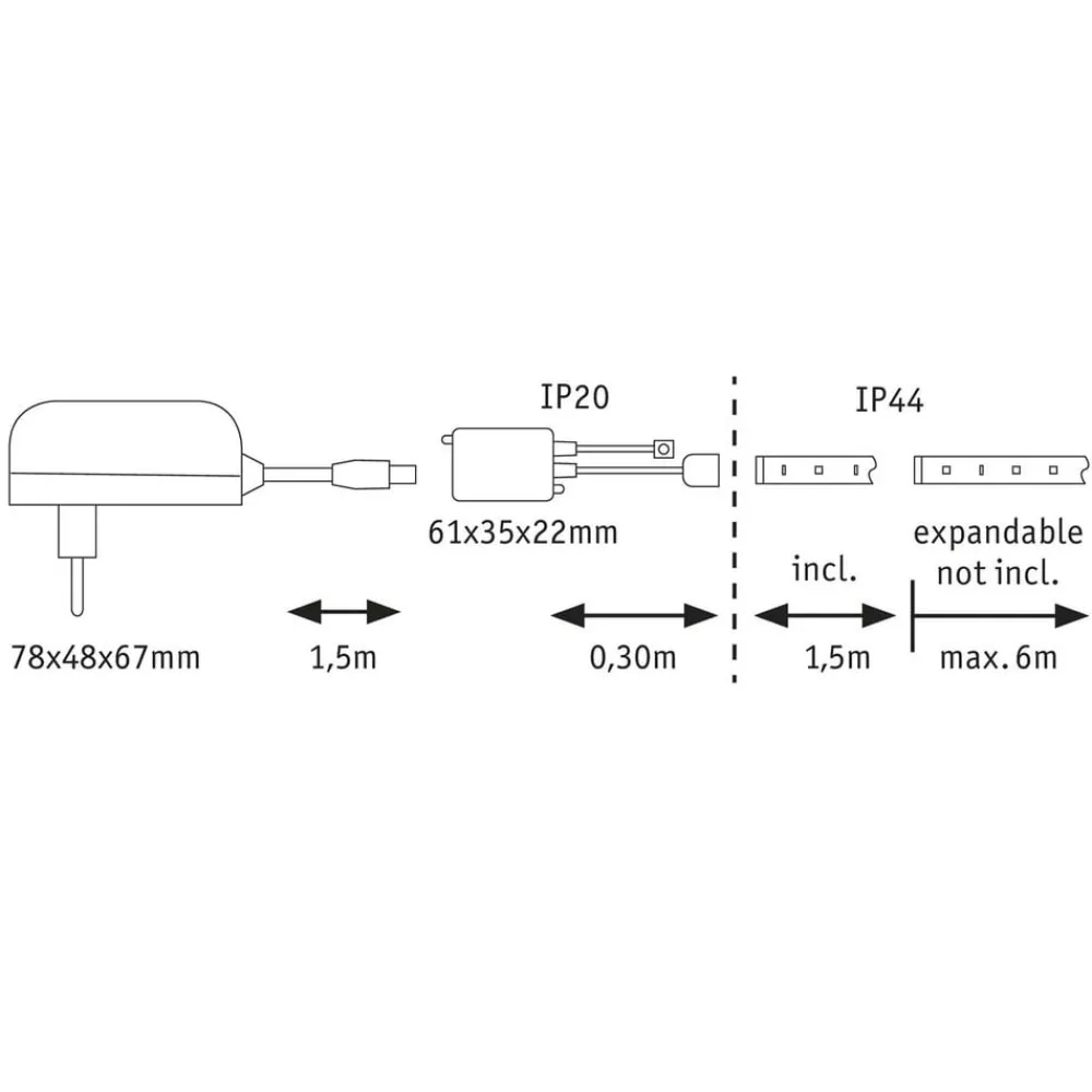 Paulmann Dekorationsbelysning|Led Strips>MaxLED 250 basis IP44 tunable white 1,5 m