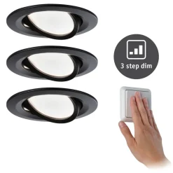 Paulmann Nova Coin 3x rund dæmpbar/svingbar sort