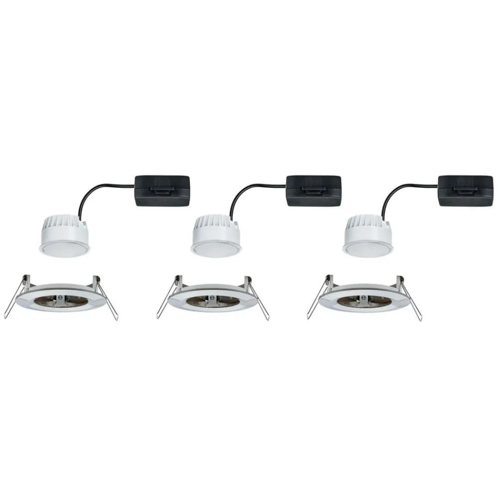 Paulmann Indbygningsspots|Spotlights>Nova LED indbygningslampe 3stk. stiv jern