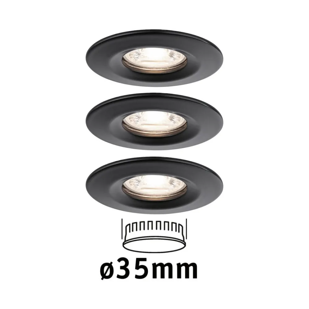 Nova Mini indbygningsspot, 3, stift, sort^Paulmann New