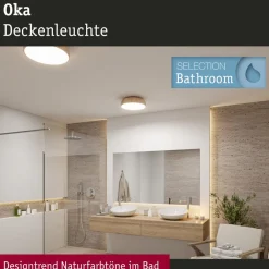 Paulmann Oka LED-loftlampe IP44 CCT trælook