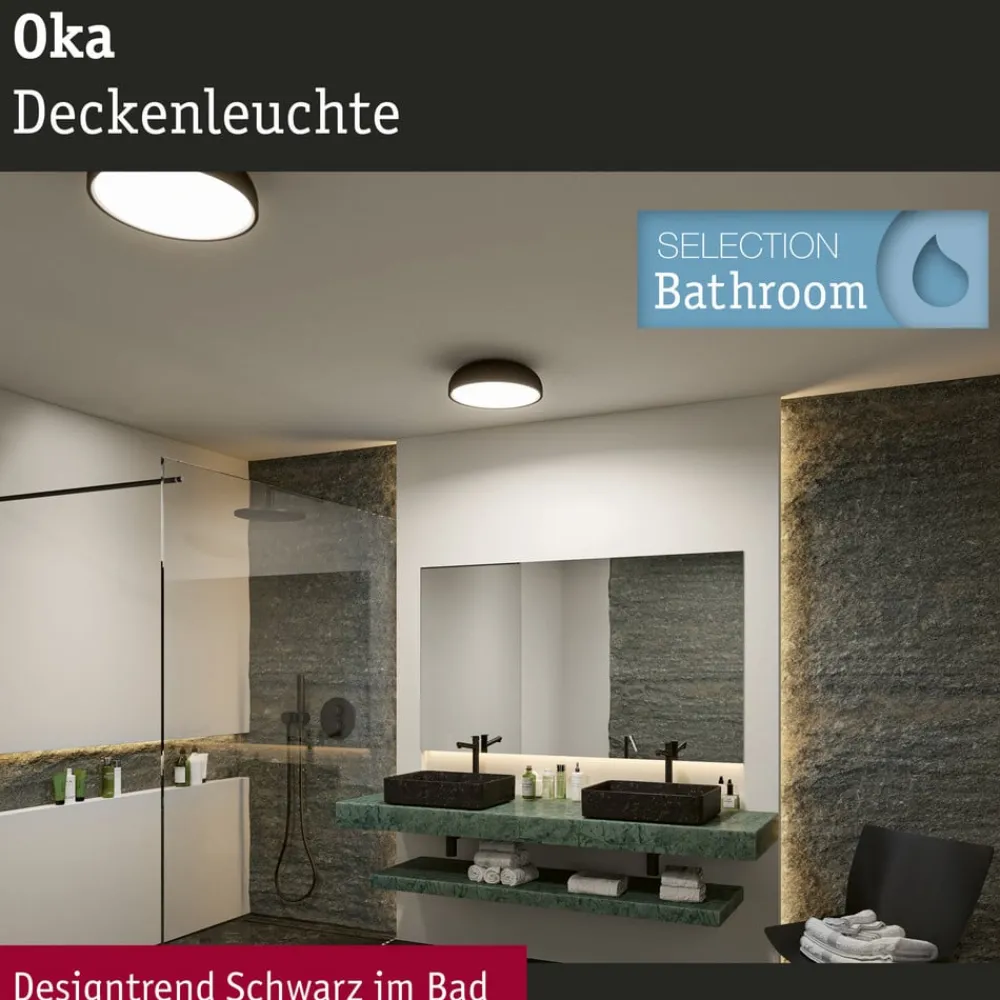 Paulmann Loftlamper>Oka LED-loftlampe IP44 CCT sort