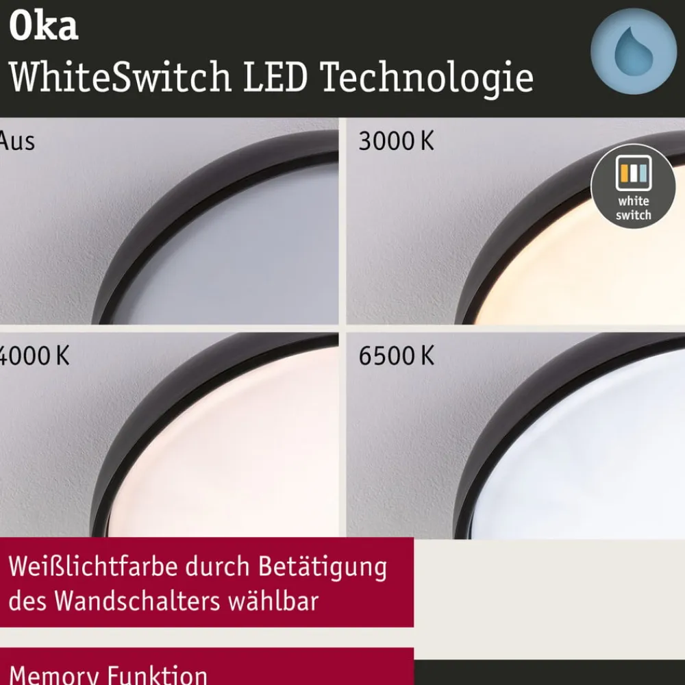 Paulmann Loftlamper>Oka LED-loftlampe IP44 CCT sort