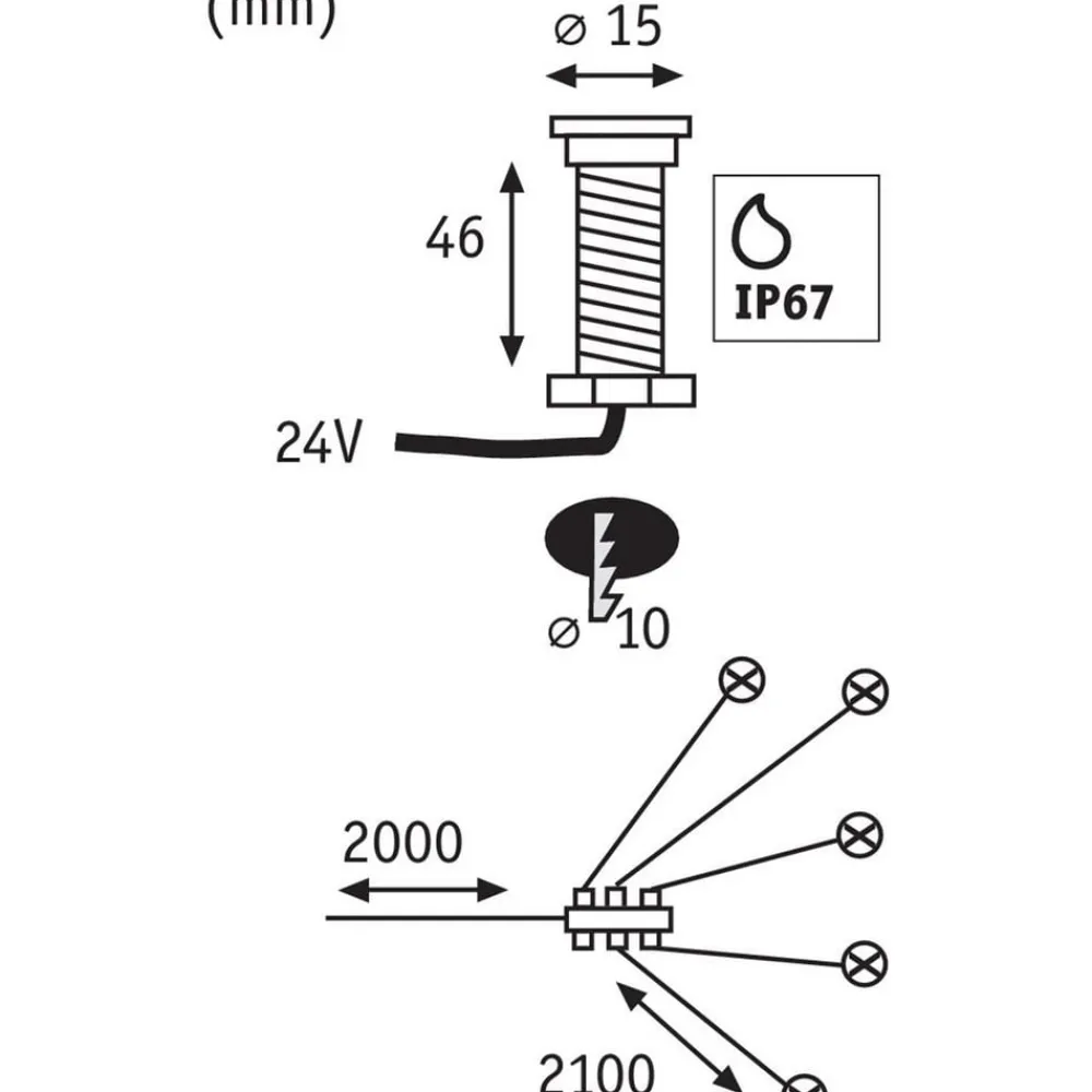Paulmann Nedgravet Udebelysning>Plug & Shine indbygningslampe 93694 5-dels tilbehør