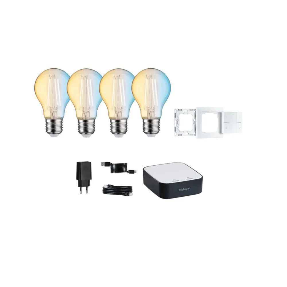 Paulmann Dæmpbar Led-Pære|Filament Pære>Smart Home-sæt ZigBee 4x E27 7W LED Filament CCT